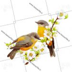 دانلود تصویر PNG پرنده کارتونی روی شاخه درخت