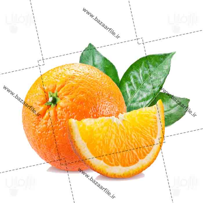تصویر png پرتقال با برگ درخت پرتقال