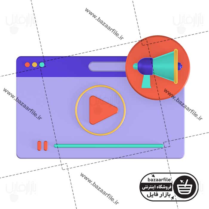 تصویر PNG ایکون سه بعدی بازاریابی ویدئویی