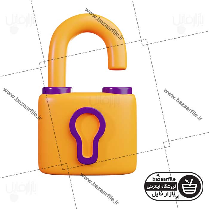 تصویر PNG ایکون سه بعدی باز کردن قفل