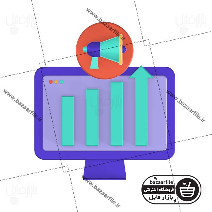تصویر PNG ایکون سه بعدی بازاریابی رشد