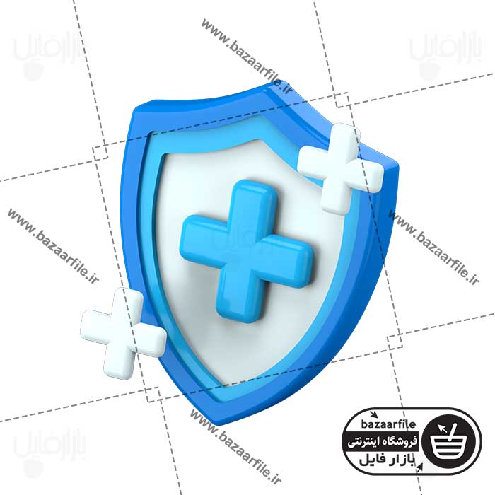 تصویر PNG ایکون سه بعدی سپر ایمنی سلامتی