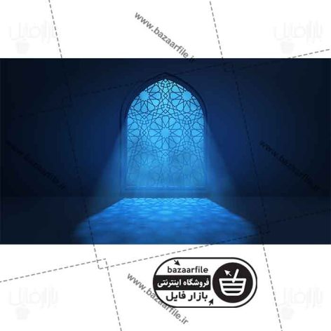 عکس استوک نور ماه تابیده شده از پنجره مسجد